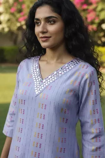 Women Ethnic Motifs Printed Regular Mirror Work Kurta with Trousers