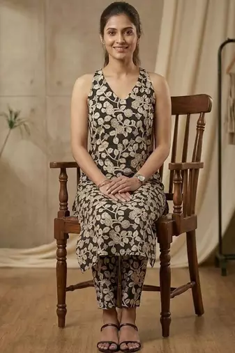 Women Floral Printed Regular Kurta with Trousers
