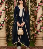 Women Regular Sequinned Velvet Kurta with Trousers & With Dupatta