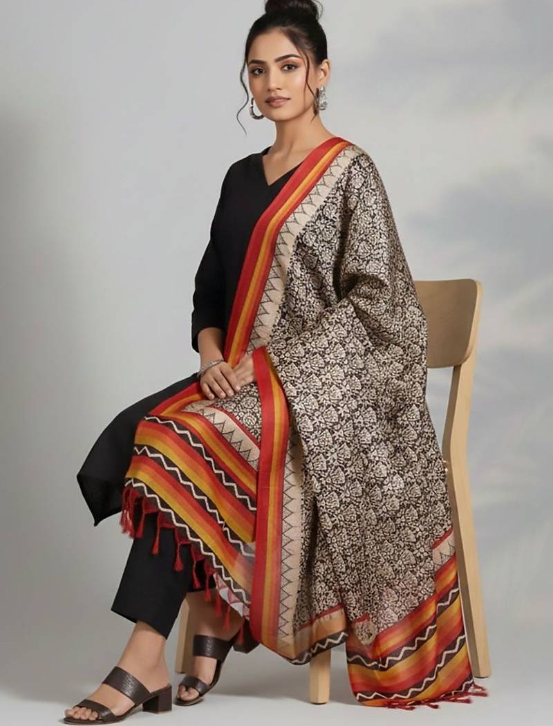 Women Ethnic Motifs Regular Kurta with Trousers & With Dupatta
