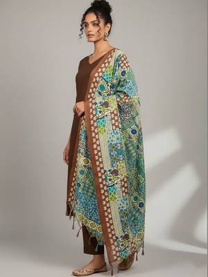 Women Ethnic Motifs Regular Kurta with Trousers & With Dupatta 2