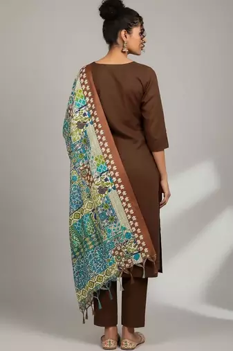 Women Ethnic Motifs Regular Kurta with Trousers & With Dupatta
