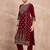 Women Ethnic Motifs Embroidered Regular Thread Work Velvet Kurta with Trousers