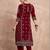 Women Ethnic Motifs Embroidered Regular Thread Work Velvet Kurta with Trousers