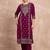 Women Ethnic Motifs Embroidered Regular Thread Work Velvet Kurta with Trousers