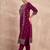 Women Ethnic Motifs Embroidered Regular Thread Work Velvet Kurta with Trousers