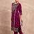 Women Ethnic Motifs Embroidered Regular Thread Work Velvet Kurta with Trousers