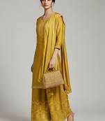 Women Ethnic Motifs Embroidered Regular Thread Work Silk Crepe Kurta with Palazzos & With Dupatta