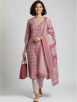 Women Ethnic Motifs Printed Regular Kurta with Trousers & With Dupatta 1