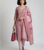 Women Ethnic Motifs Printed Regular Kurta with Trousers & With Dupatta