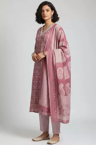 Women Ethnic Motifs Printed Regular Kurta with Trousers & With Dupatta