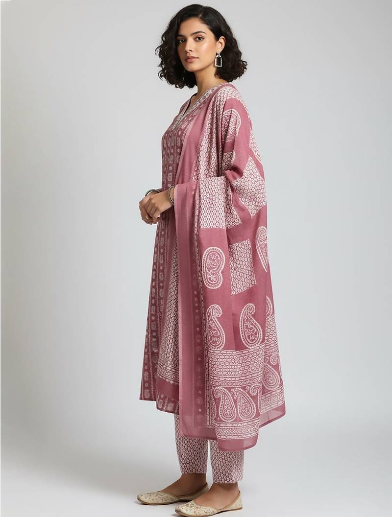 Women Ethnic Motifs Printed Regular Kurta with Trousers & With Dupatta
