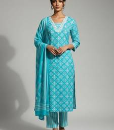 Women Printed Regular Kurta with Trousers & With Dupatta