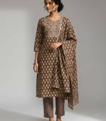 Women Ethnic Motifs Printed Regular Thread Work Kurta with Trousers & With Dupatta