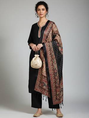 Women Ethnic Motifs Regular Thread Work Kurta with Palazzos & With Dupatta 1