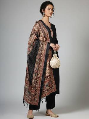 Women Ethnic Motifs Regular Thread Work Kurta with Palazzos & With Dupatta 3