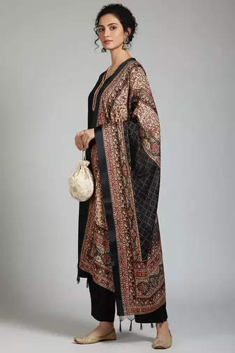 Women Ethnic Motifs Regular Thread Work Kurta with Palazzos & With Dupatta