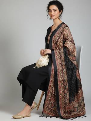 Women Ethnic Motifs Regular Thread Work Kurta with Palazzos & With Dupatta 7