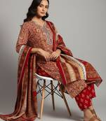 Women Ethnic Motifs Printed Regular Kurta with Trousers & With Dupatta
