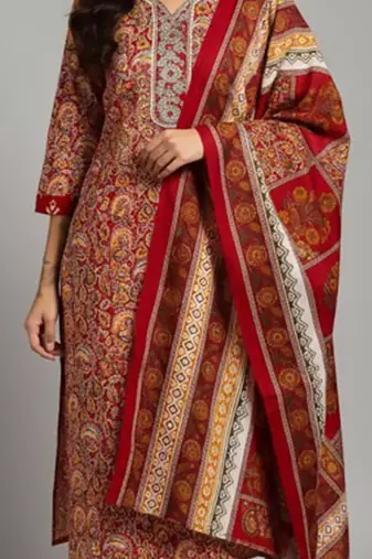 Women Ethnic Motifs Printed Regular Kurta with Trousers & With Dupatta