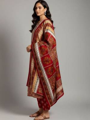 Women Ethnic Motifs Printed Regular Kurta with Trousers & With Dupatta 4