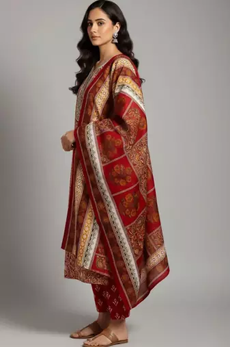 Women Ethnic Motifs Printed Regular Kurta with Trousers & With Dupatta