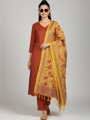 Women Floral Regular Kurta with Trousers & With Dupatta 6