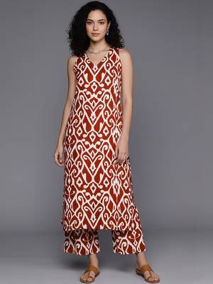 Women Printed Regular Pure Cotton Kurta with Palazzos 1