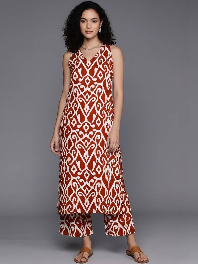 Women Printed Regular Pure Cotton Kurta with Palazzos