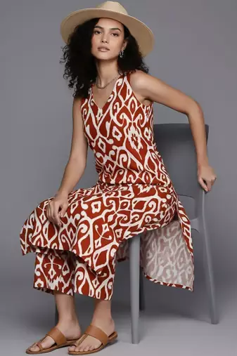 Women Printed Regular Pure Cotton Kurta with Palazzos