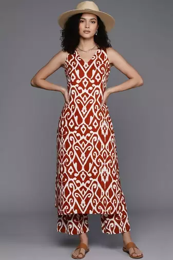 Women Printed Regular Pure Cotton Kurta with Palazzos