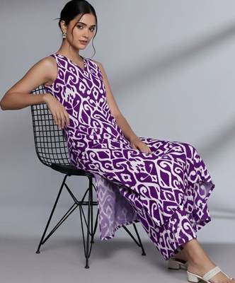 Women Printed Regular Pure Cotton Kurta with Palazzos 1