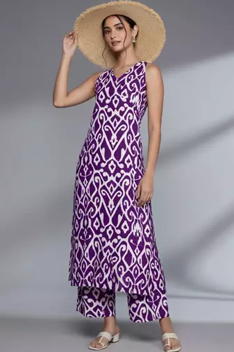 Women Printed Regular Pure Cotton Kurta with Palazzos