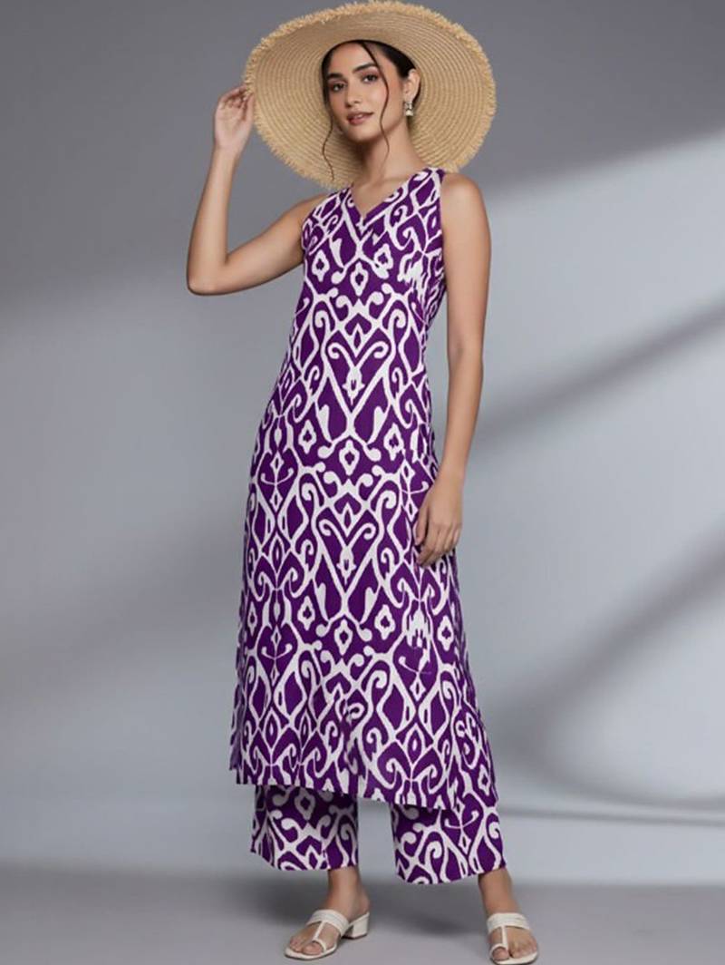 Women Printed Regular Pure Cotton Kurta with Palazzos