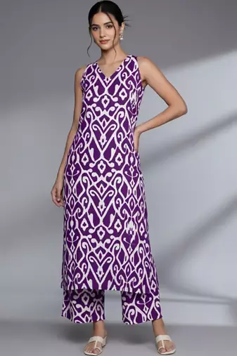 Women Printed Regular Pure Cotton Kurta with Palazzos