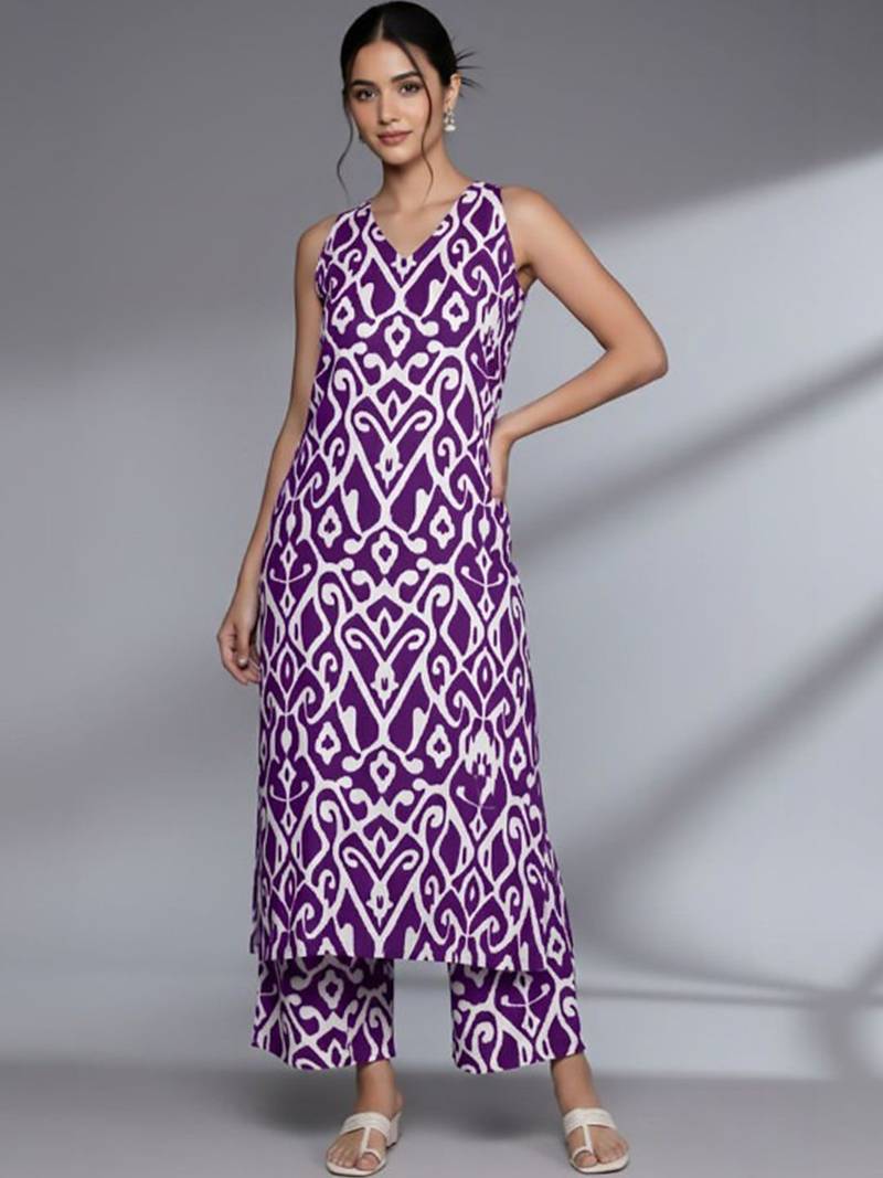 Women Printed Regular Pure Cotton Kurta with Palazzos