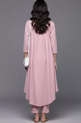 Women Empire Silk Crepe Kurta with Trousers