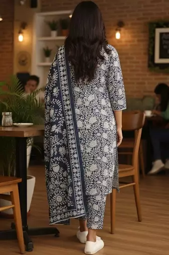Women Floral Printed Regular Kurta with Trousers & With Dupatta