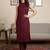 Women Striped Regular Silk Crepe Kurta with Trousers