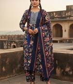 Women Floral Printed Regular Thread Work Kurta with Trousers & With Dupatta