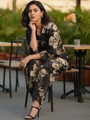 Women Floral Printed Regular Kurta with Trousers 3
