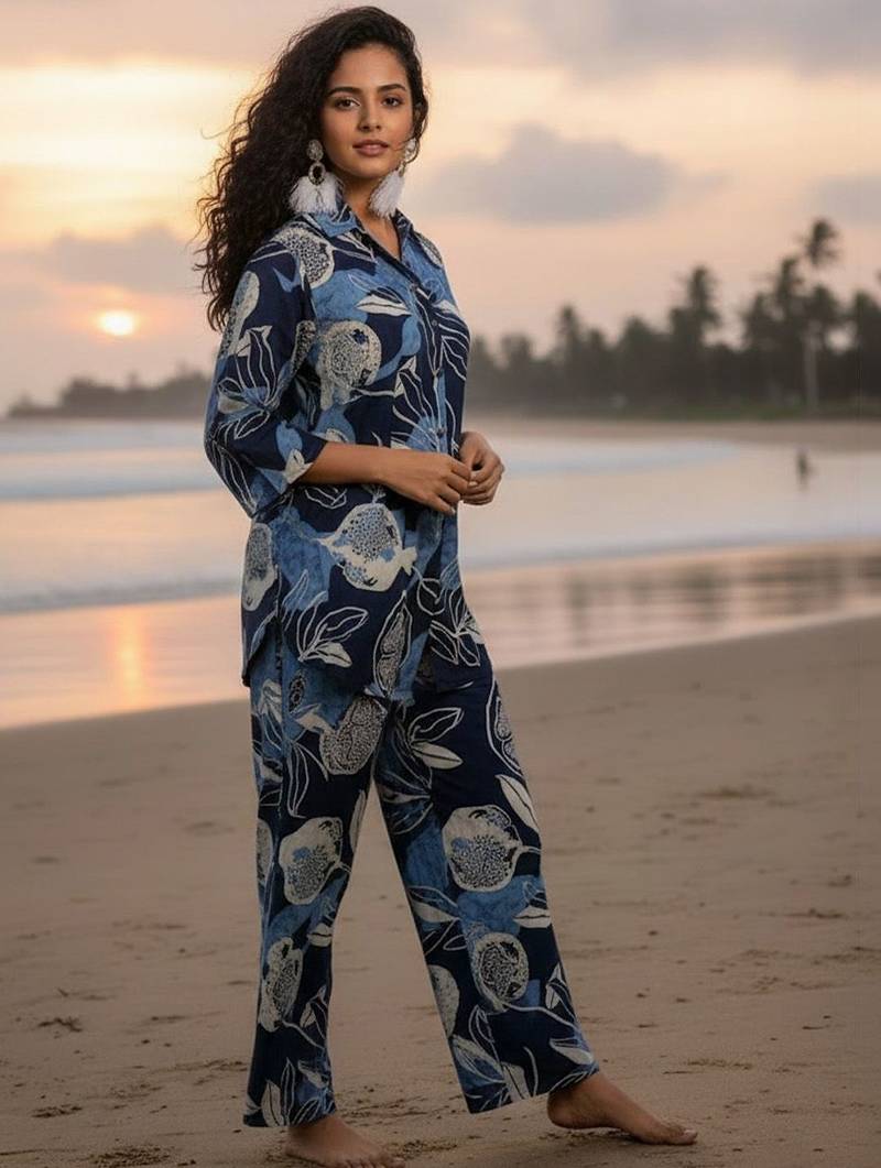 Women Floral Printed Regular Top with Trousers