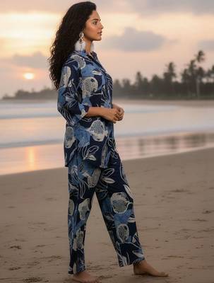 Women Floral Printed Regular Top with Trousers 3