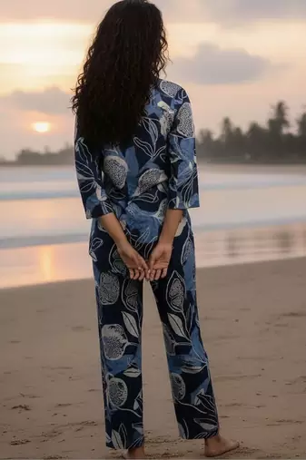 Women Floral Printed Regular Top with Trousers