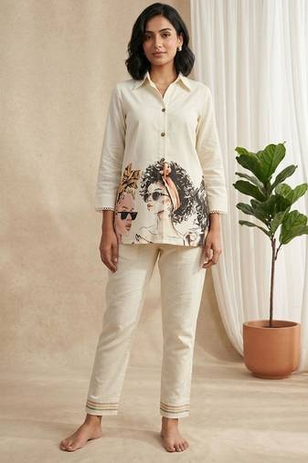 Women Printed Regular Pure Cotton Kurta with Trousers