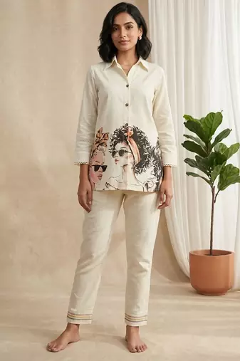 Women Printed Regular Pure Cotton Kurta with Trousers
