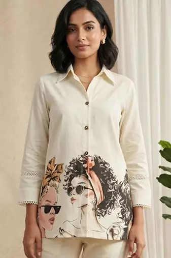 Women Printed Regular Pure Cotton Kurta with Trousers