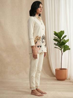 Women Printed Regular Pure Cotton Kurta with Trousers 3