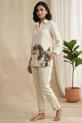 Women Printed Regular Pure Cotton Kurta with Trousers