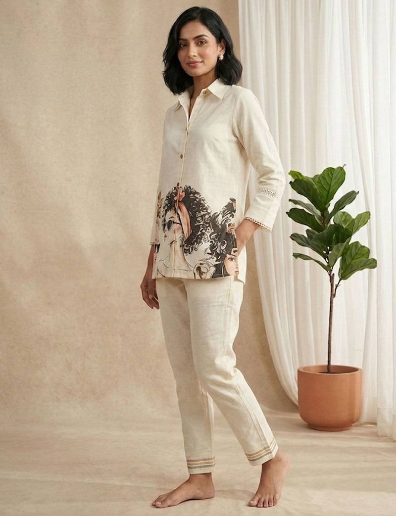 Women Printed Regular Pure Cotton Kurta with Trousers
